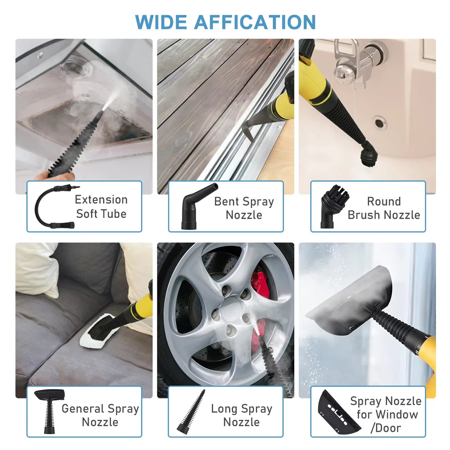 1500W Handheld Steam Cleaner Multifunctional High-Temperature Cleaning Machine with Yellow Switch Single Gear Household Kitchen