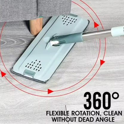 Flat Squeeze Mop with Bucket Hand Free Wringing Floor Cleaning Mop Microfiber Mop Pads Wet or Dry Usage on Hardwood Laminate