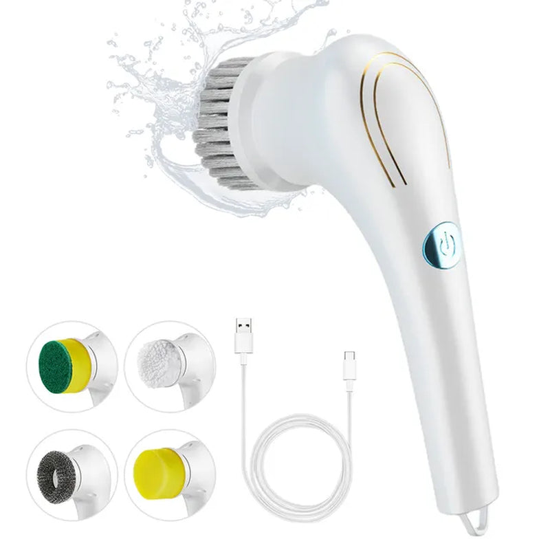 Electric Spin Cleaning Brush with 5 PCS Heads Cordless Portable Scrub Brush Handheld Scrubber Suitable for Bathroom Kitchen Tool